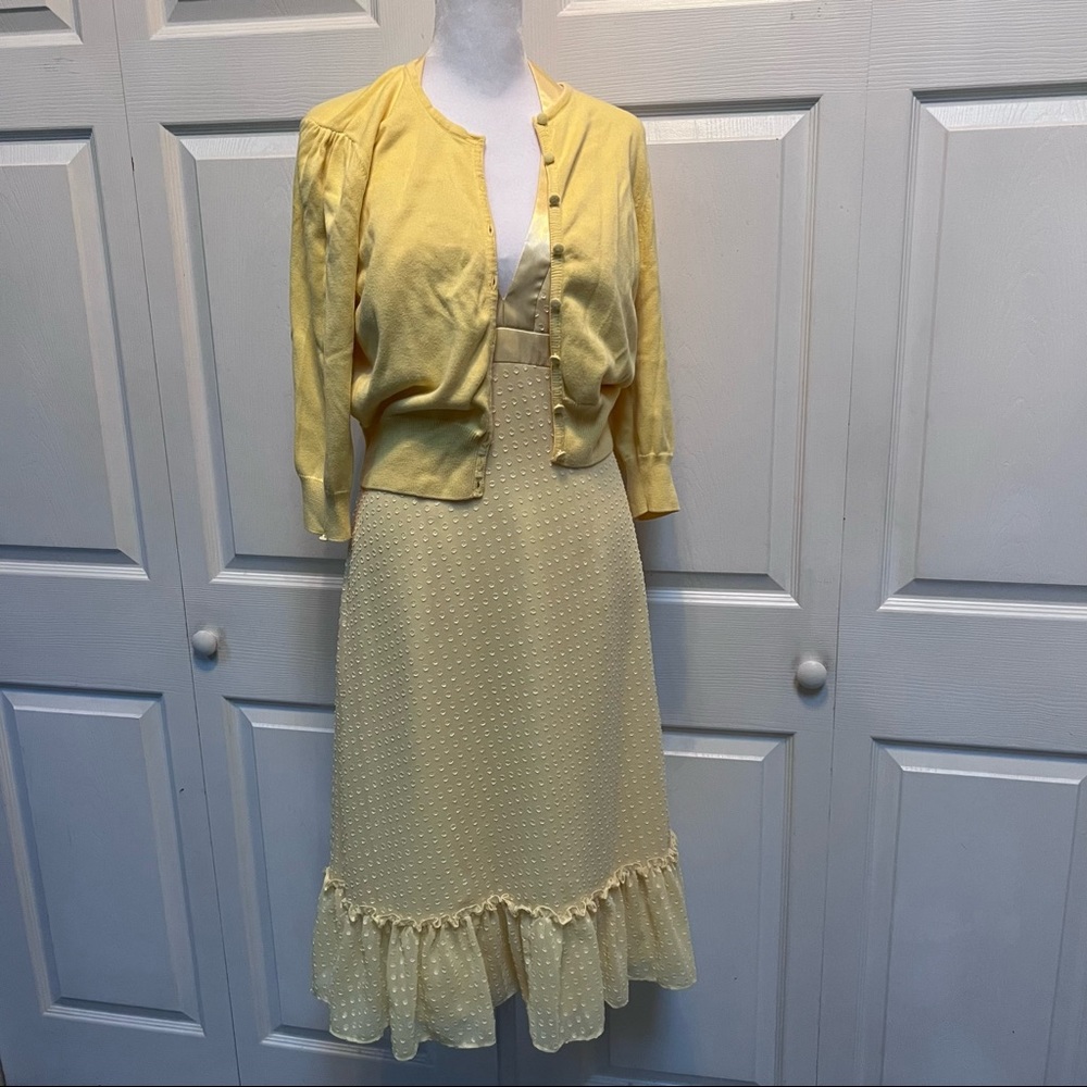 David’s Bridal Yellow Sleeveless Dress Women Size 6 Jacket Cotton Medium 2 Pic